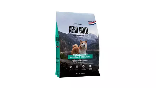 NERO GOLD super premium Полнорационный сухой корм для собак и щенков с мясом индейки и овощами, 500г