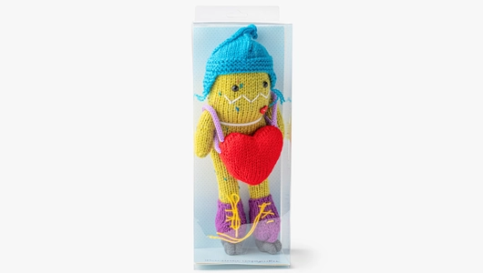 Вязаная игрушка ручной работы "Чудик в&nbsp;роликах". Цвет зелёный