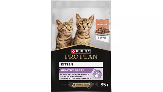 Влажный корм PRO PLAN® HEALTHY START для котят, беременных и кормящих кошек, кусочки с лососем в соусе, 85&nbsp;гр