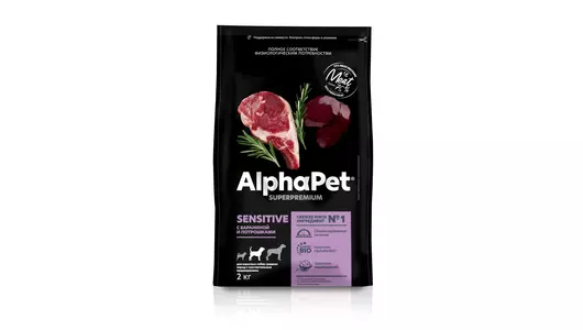 ALPHAPET Adult Sensitive Корм сух.баранина с потрошками д/собак сред.пор.с чувств.пищевар.2кг