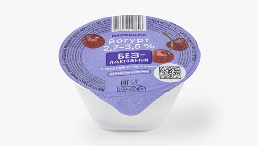 Йогурт безлактозный с вишней и черешней из цельного молока