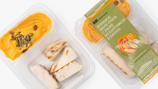 Куриное филе гриль с пюре из картофеля и батата