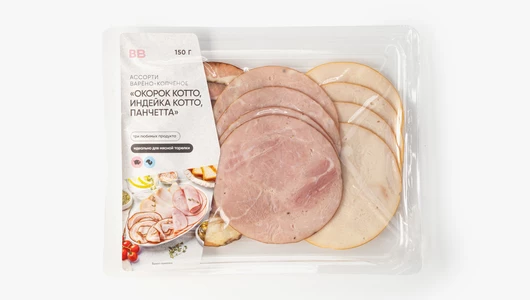 Ассорти "Окорок Котто, Индейка Котто, Панчетта", варено-копченое