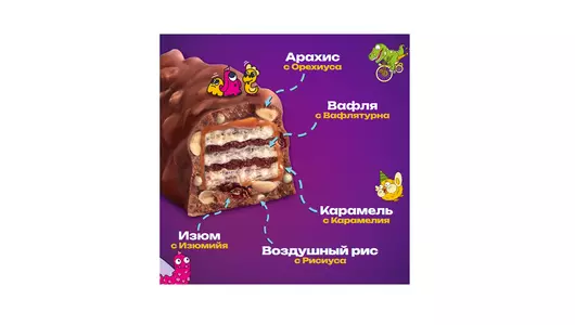 Шоколадный батончик Picnic Big с арахисом и изюмом 76 г