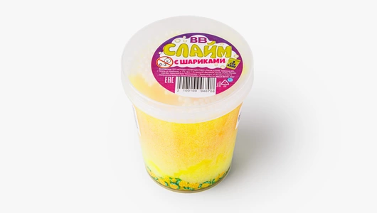 Слайм с шариками в стакане