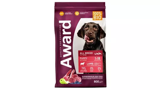 AWARD Puppy All Breed Корм сух.ягненок,индейка,яблоко,черника д/щенков,бер.и корм.сук всех пор.800г