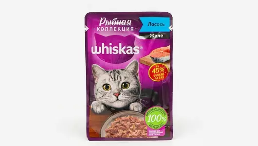WHISKAS 75гр Корм для кошек Желе Лосось