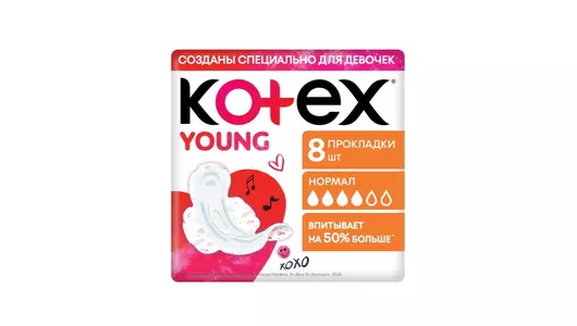 Прокладки гигиенические Kotex Young Норма для девочек-подростков Fast Absorb 8 шт Прокладки гигиенические Kotex Young Норма для девочек-подростков Fast Absorb 8 шт