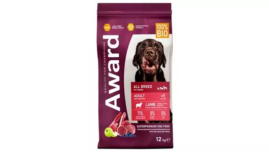 AWARD Adult All Breed Корм сух.ягненок,индейка,яблоко,черника д/собак всех пород 12кг