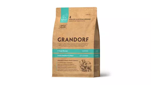 GRANDORF Med&Maxi Adult Корм сух.4вида мяса с пробиотиками д/собак средних и крупных пород 3кг