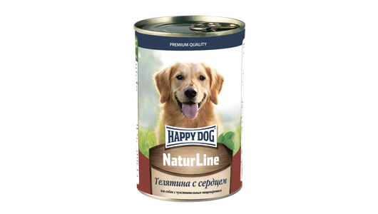 HAPPY DOG 410гр Корм для собак Телятина с сердцем Natur Line