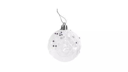 Набор елочных шаров Золотая сказка белые с&nbsp;серебром диаметр 6 см в&nbsp;коробке 9 шт