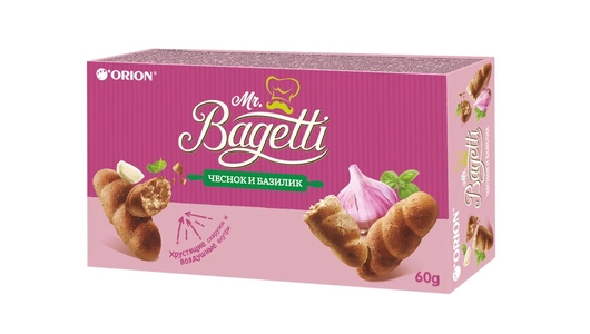 Печенье Orion Mr.Bagetti затяжное Чеснок и Базилик 60 г