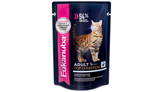 EUKANUBA 85гр для взрослых кошек с кроликом в соусе (пауч)