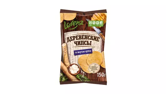 Чипсы картофельные Lorenz Деревенские чипсы со вкусом хрена 150 г