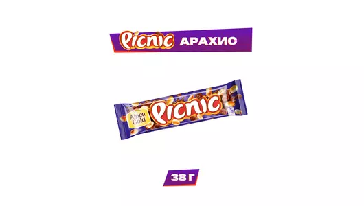 Шоколадный батончик Picnic с&nbsp;арахисом и&nbsp;изюмом 38 г
