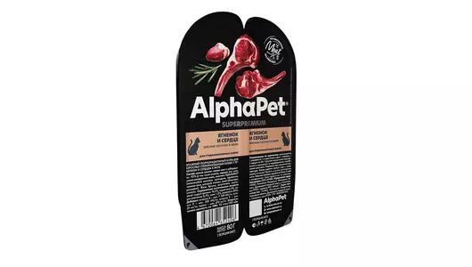 Влажный полнорационный корм AlphaPet Superpremium для стерилизованных кошек, ягненок и сердце в желе 80г