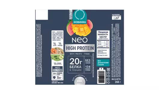 Молочный коктейль Neo High Protein высокобелковый манго-гуава без&nbsp;добавления сахара 260 г