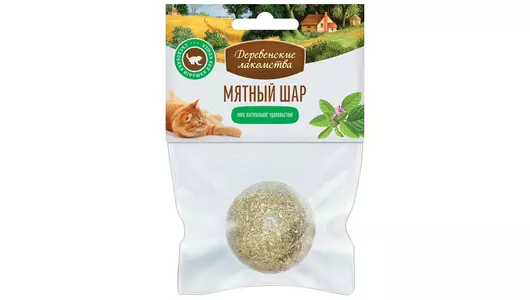 ДЕРЕВЕНСКИЕ ЛАКОМСТВА Игрушка Мятный шар д/кошек 22г
