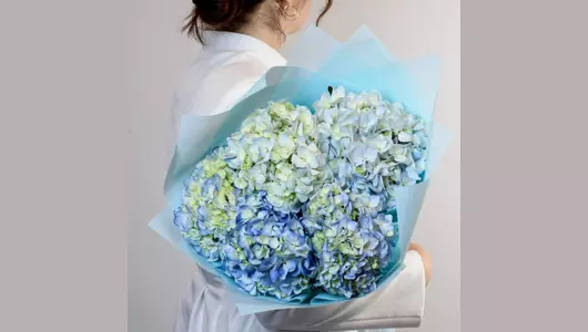 Монобукет из&nbsp;5 штук гортензии "Голубые облака" FMART by flowwow