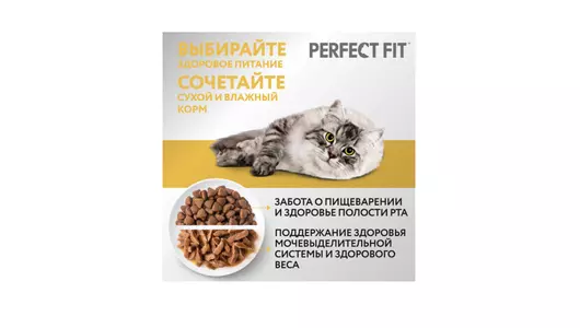 Корм сухой Perfect Fit для&nbsp;взрослых кошек при&nbsp;чувствительном пищеварении с&nbsp;индейкой 650 г