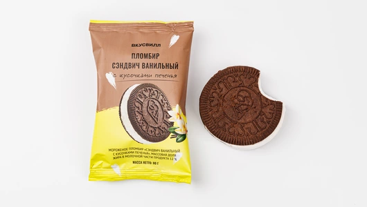 Пломбир сэндвич ванильный с кусочками печенья