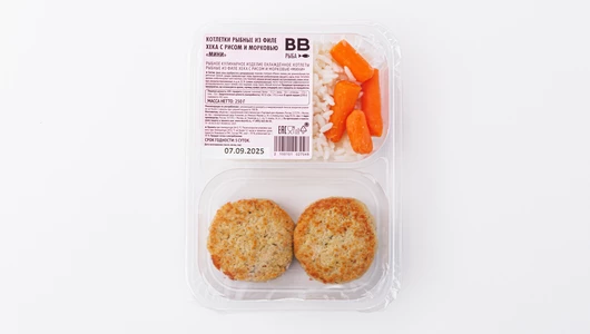 Котлетки рыбные из филе хека с рисом и морковью "мини" Котлетки рыбные из филе хека с рисом и морковью "мини"