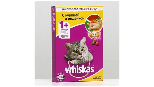 WHISKAS 350гр для кошек Подушечки/паштет Курица/Индейка