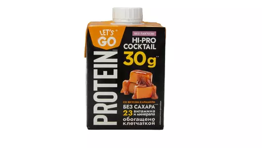 Коктейль молочный Let`s Go Карамель безлактозный протеиновый 0% 500 г