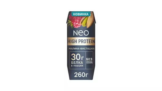 Молочный коктейль Neo High Protein высокобелковый малина-фисташка без добавления сахара 260 г