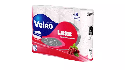 Бумага туалетная Veiro Luxoria с ароматом малины белая 3-слойная 12 рулонов Бумага туалетная Veiro Luxoria с ароматом малины белая 3-слойная 12 рулонов