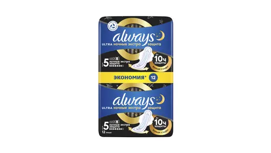 Прокладки гигиенические Always Ultra Night Duo с крылышками размер 5 12 шт