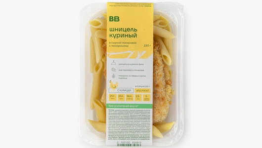 Шницель куриный в&nbsp;сырной панировке с&nbsp;макаронами