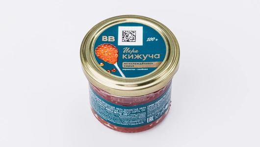 Икра кижуча зернистая соленая ст/б охл., 100 г