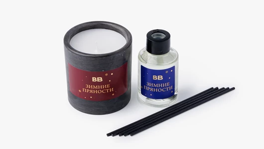 Набор подарочный свеча и диффузор "Зимние пряности"