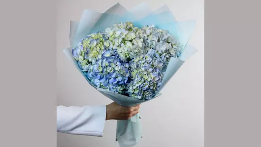Монобукет из&nbsp;5 штук гортензии "Голубые облака" FMART by flowwow