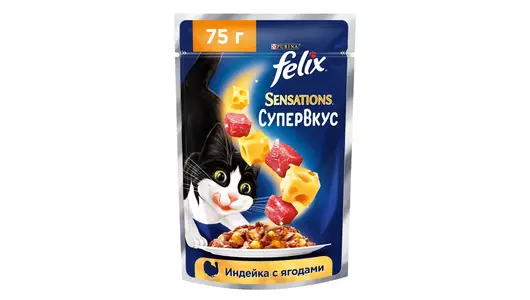 FELIX Sensations 75гр для кошек Индейка с ягодами пауч