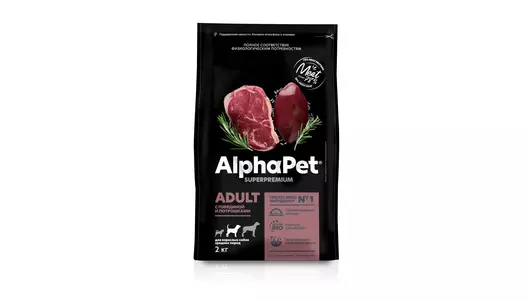 ALPHAPET Adult Корм сух.говядина с потрошками д/собак средних пород 2кг