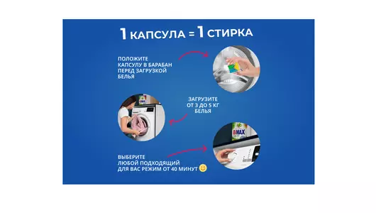 Капсулы для стирки BiMax 100 пятен 12 шт Капсулы для стирки BiMax 100 пятен 12 шт