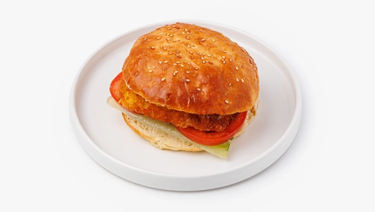 Бургер с&nbsp;куриным шницелем, кафе