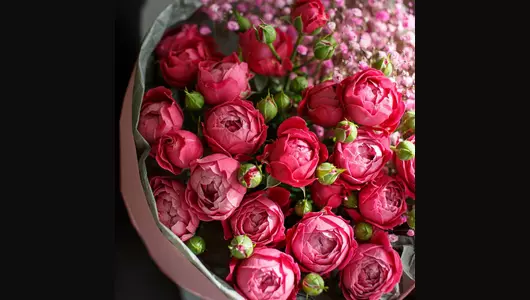 Моё сердце. Букет кустовые розы и&nbsp;гипсофилы FMART by flowwow