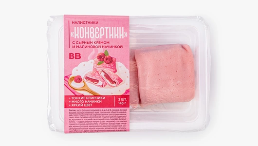 Налистники "Конвертики" с&nbsp;сырным кремом и&nbsp;малиновой начинкой