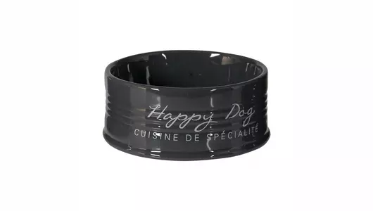 DUVO+ Миска для животных керамическая, "Happy Dog", чёрная, 10.5см/300мл (Бельгия)!