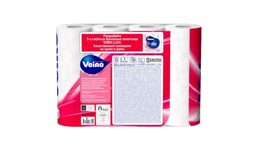 Бумага туалетная Veiro Luxx с&nbsp;ароматом малины белая 3-слойная 12 рулонов