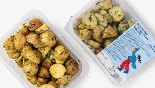 Картофель мини с чесноком, зеленью запеченный