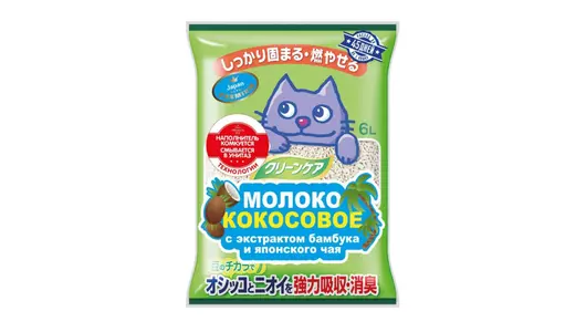Наполнитель 6л EARTH PET Кокосовое молоко с экстрактом бамбука и японского чая, комкуется