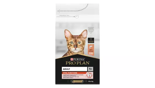 PRO PLAN Vital Functions Adult Корм сух.лосось поддерж.функ.почек,мозга,иммун.д/кошек 1,5кг