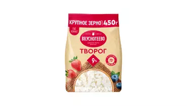 Изображение товара Творог Вкуснотеево 9% 450 г натуральный продукт для здорового питания