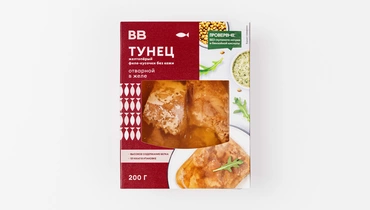 Тунец (желтоперый) филе-кусочки без кожи отварной в желе, 200 г