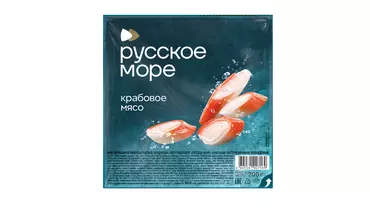 Изображение товара Крабовое мясо Русское море имитация охл 200 г - натуральное, вкусное